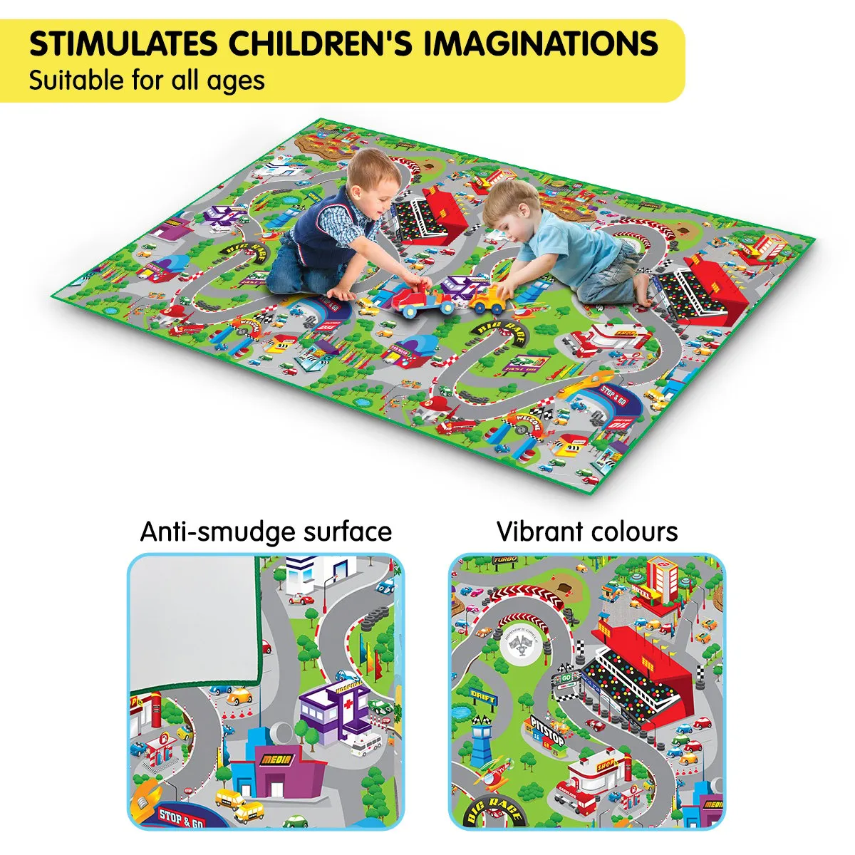 Rollmatz Race Track Baby Kids Play Floor Mat 200cm x 120cm