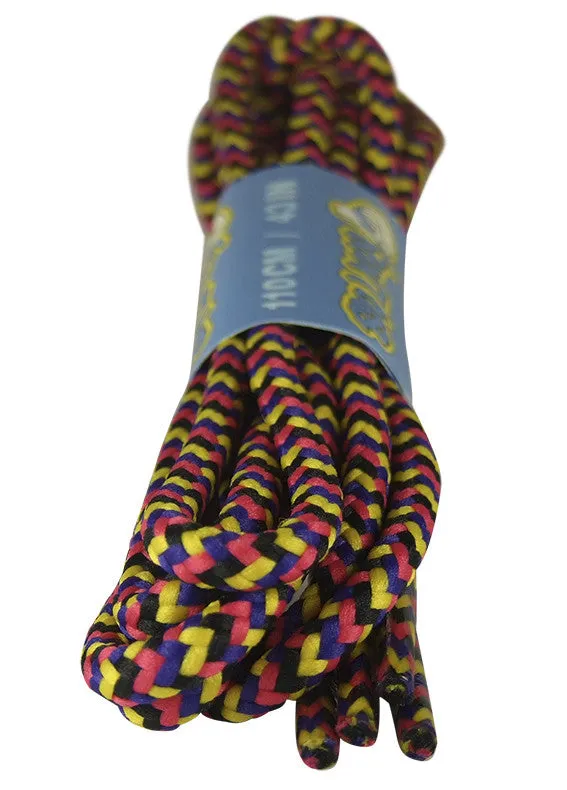 Round Yellow Pink Purple Black Bootlaces - 4mm wide