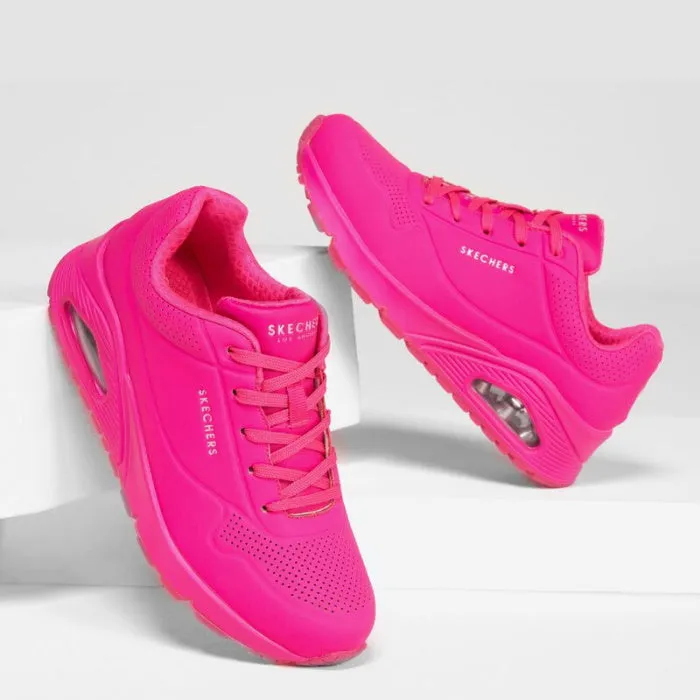 Skechers Uno Night Shades Womens WIDE WIDTH Trainer- Hot Pink