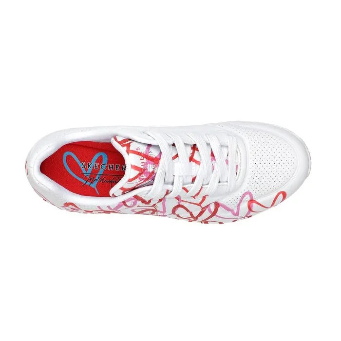 Skechers Uno Spread The Love X JGoldcrown White Red Pink