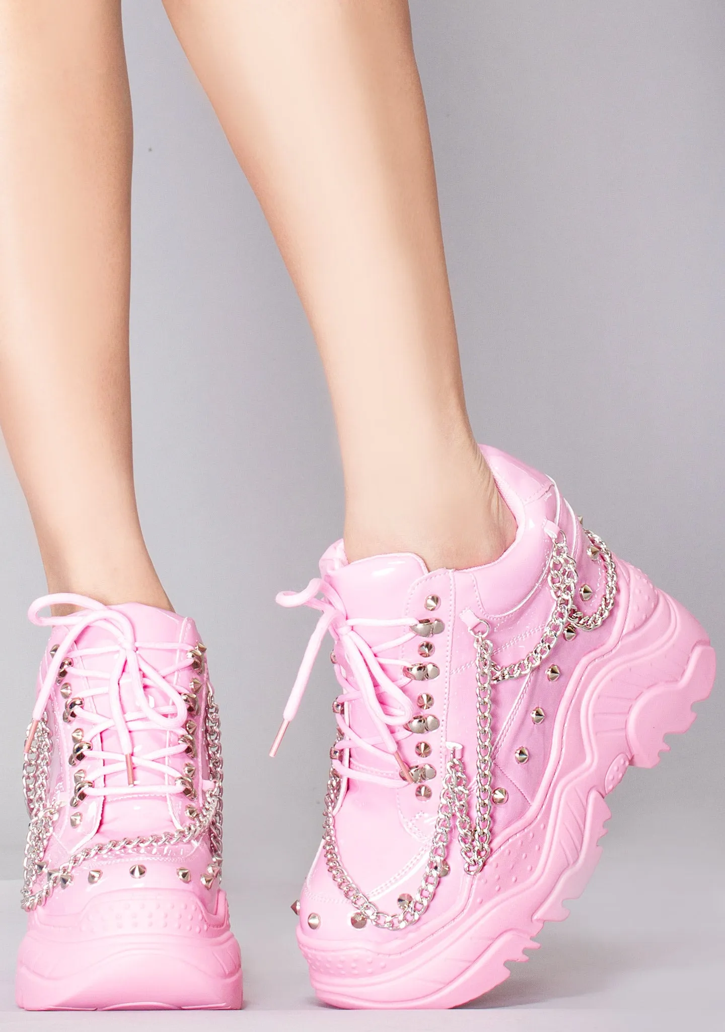 SPACE CANDY Crushing Hard Pink Platform Sneakers