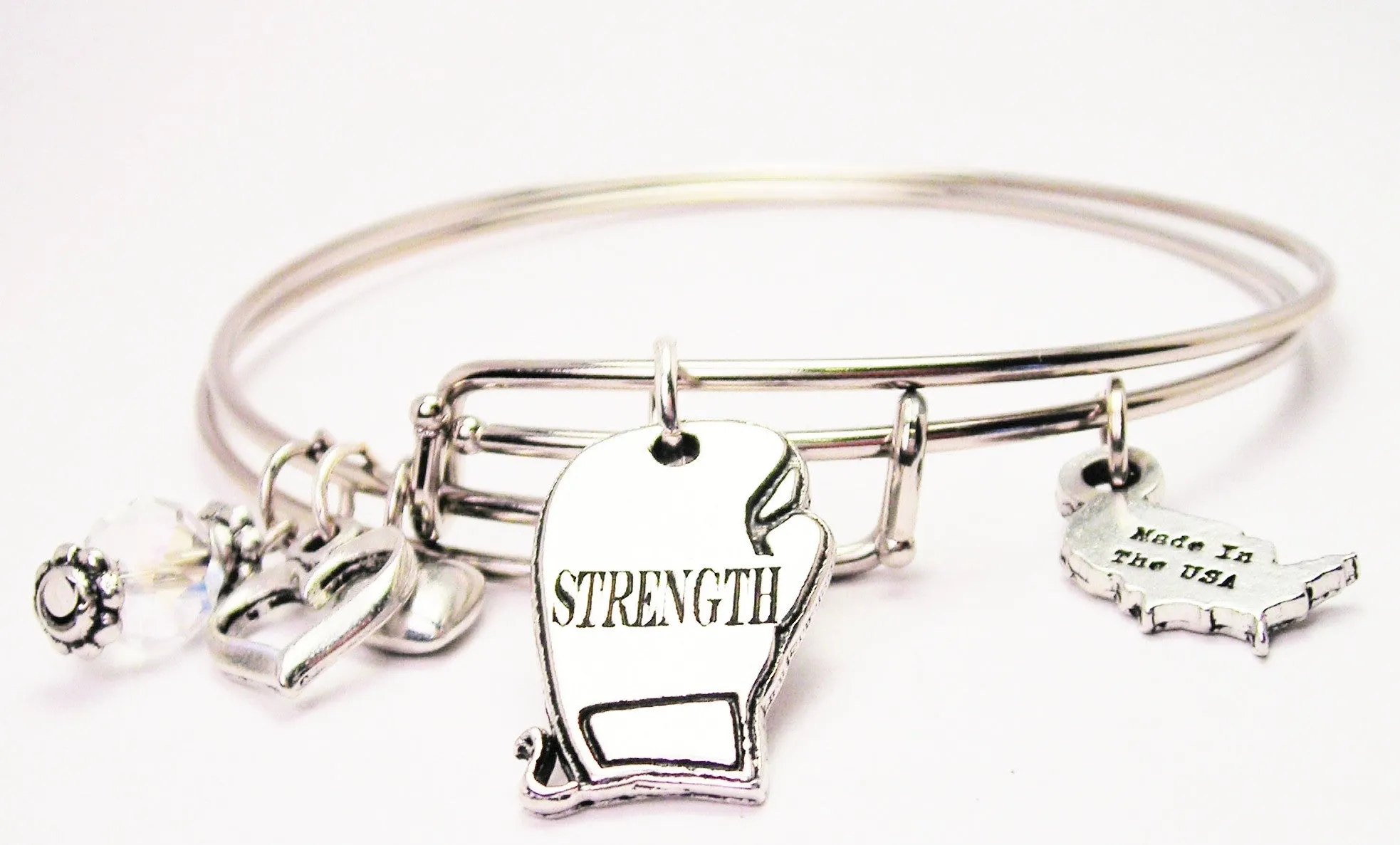 Strength Boxing Glove Expandable Bangle Bracelet Set