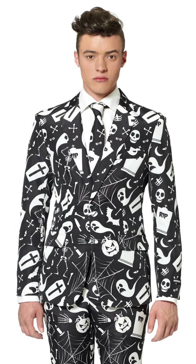 Suitmeister Spooky Black Halloween Print Mens Novelty Suit