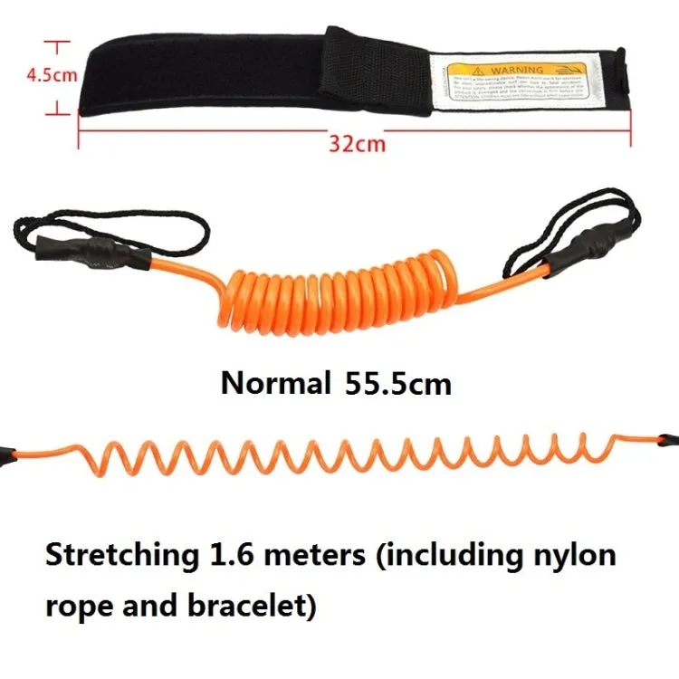 Surf Bodyboard Safety Hand Rope TPU Surfboard Paddle Towing Rope, The Length After Stretching: 1.6m(Orange)