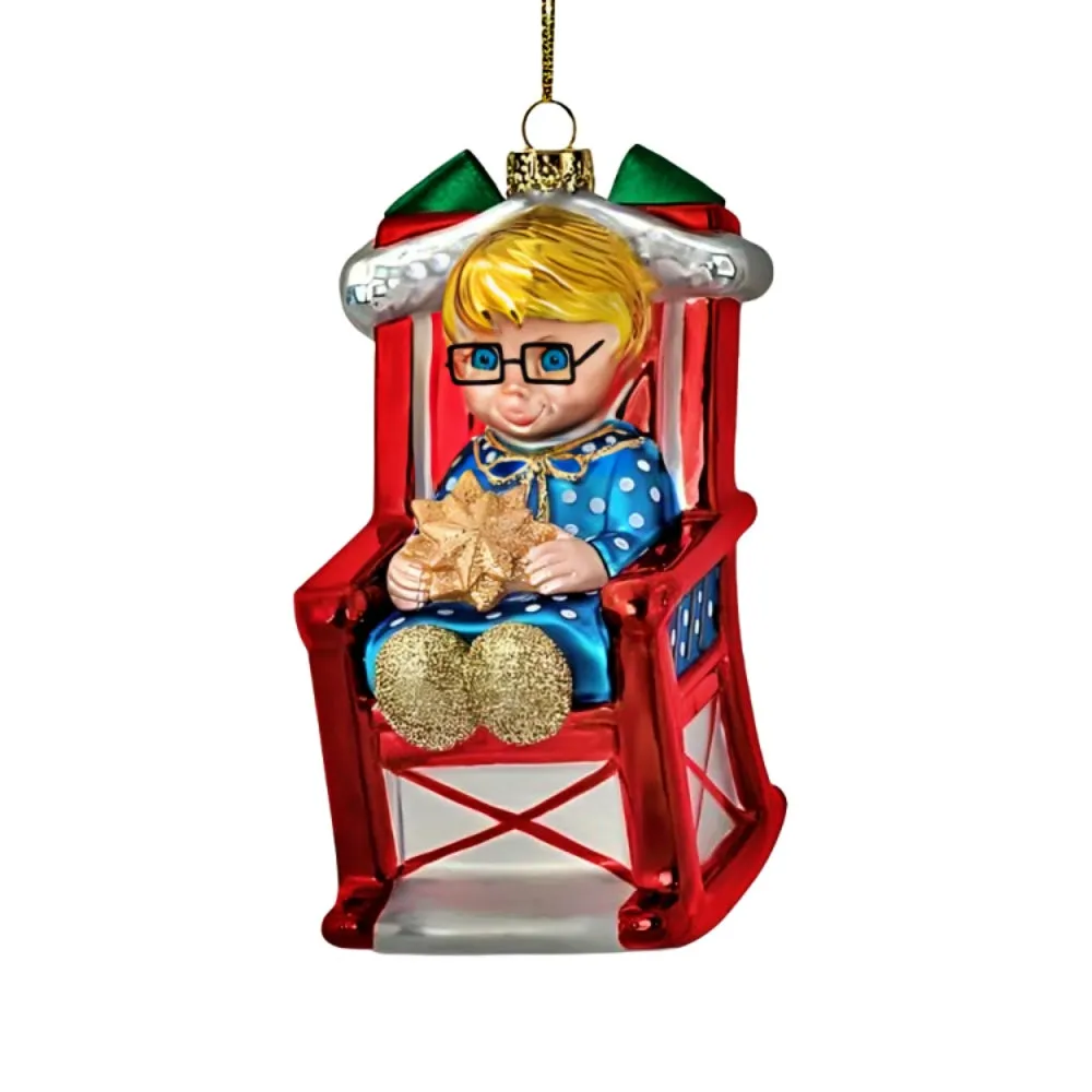 The Ashton-Drake Galleries Mrs. Beasley Glass Ornament Issue #11: Rock-A-Bye Mrs. Beasley Blown Glass Christmas Ornament Celebrating 55 Years of "Family Affair" Hand-Painted with Golden Glitter Accents Collector’s Edition 6-Inches