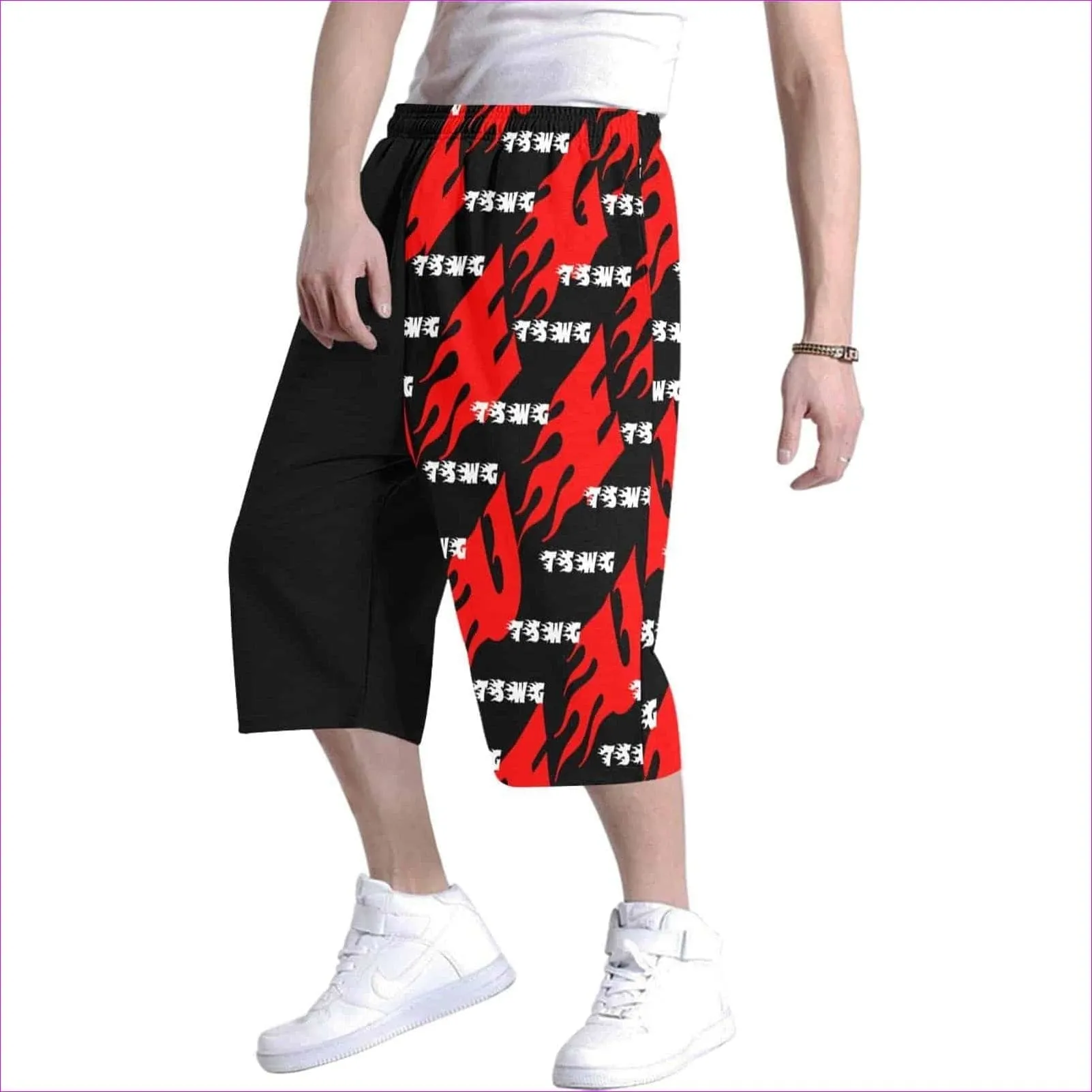 TSWG Fuego Flame Baggy Shorts for Men - Red - 2 styles