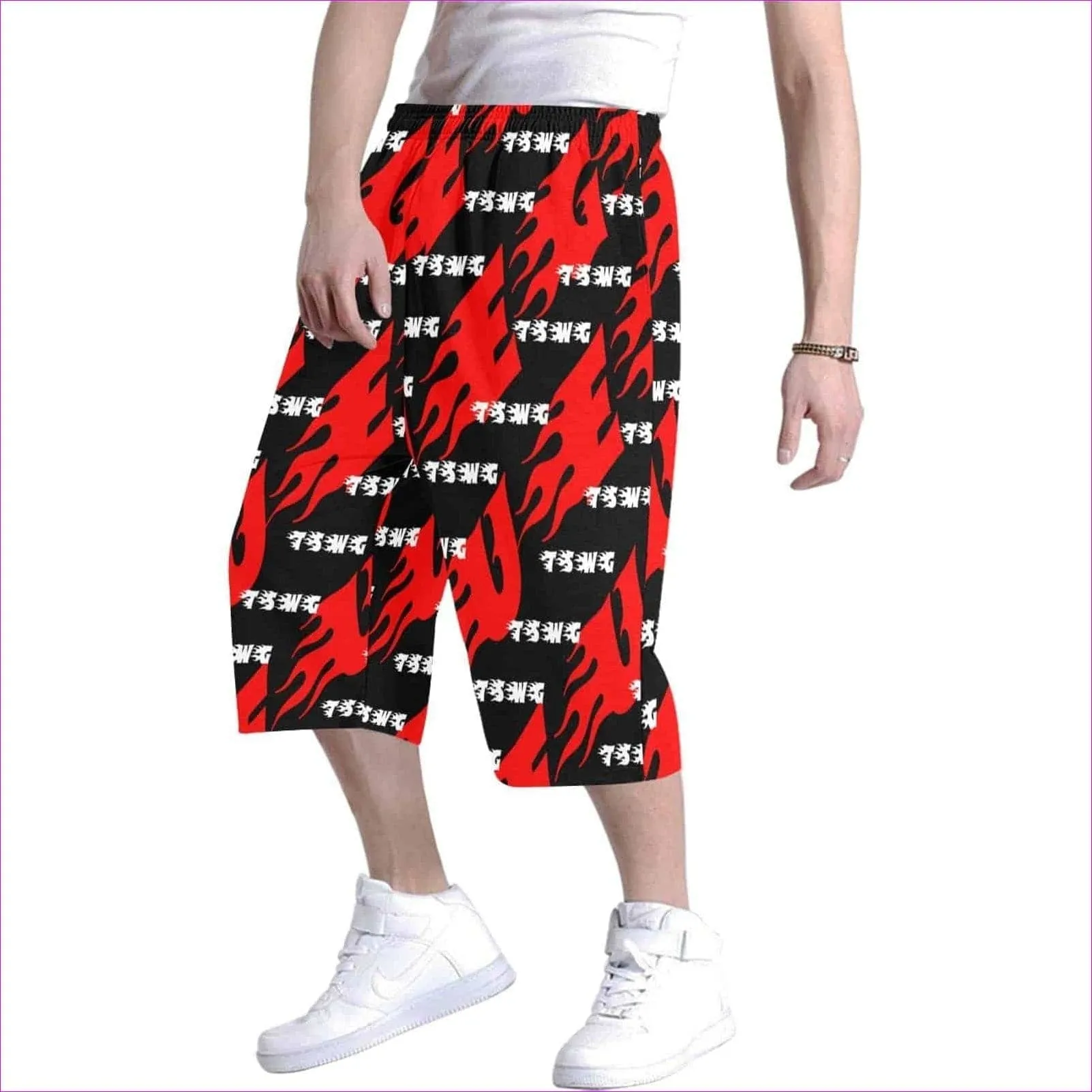 TSWG Fuego Flame Baggy Shorts for Men - Red - 2 styles