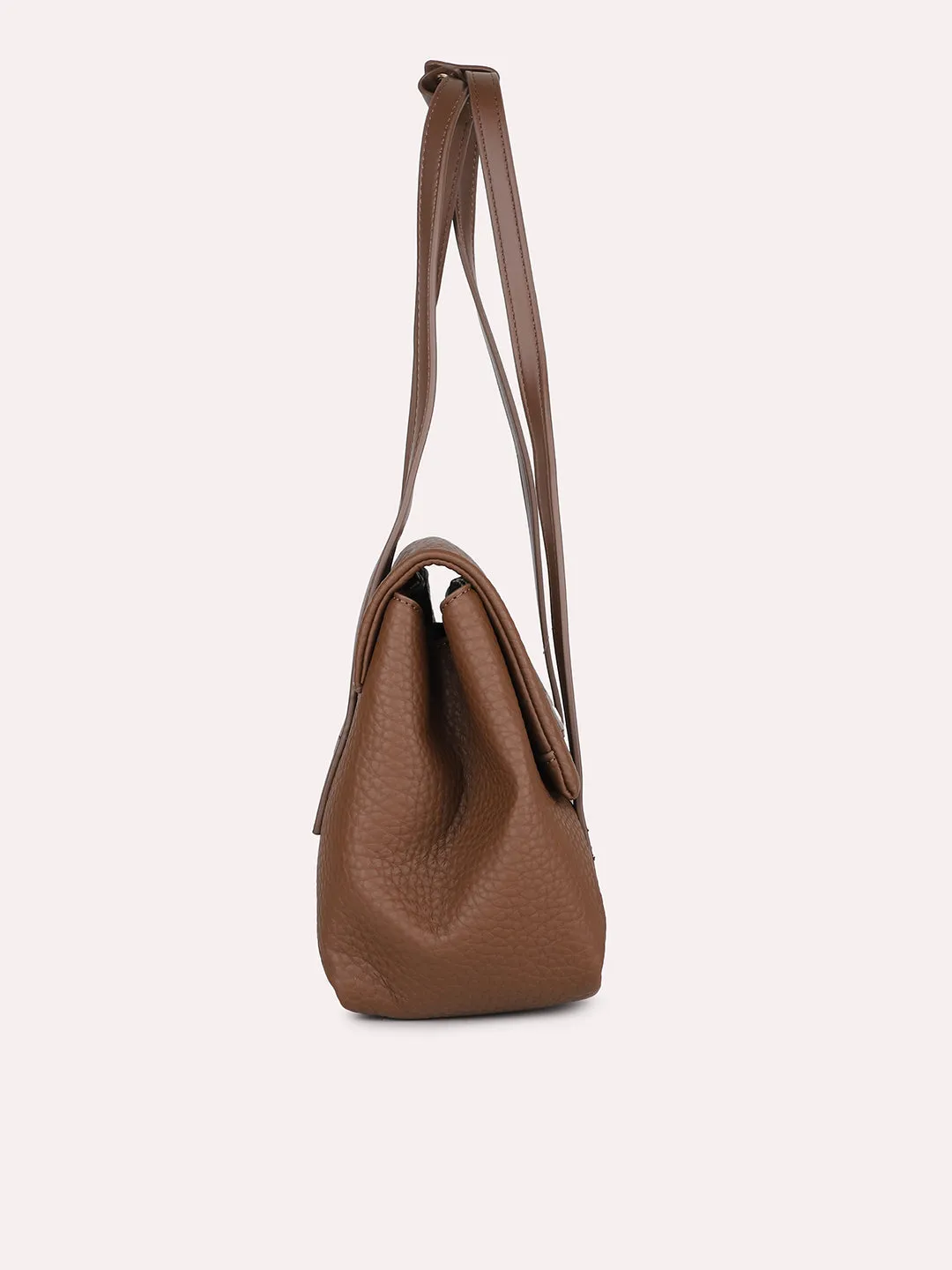 Women Brown Textured Shoulder Bag