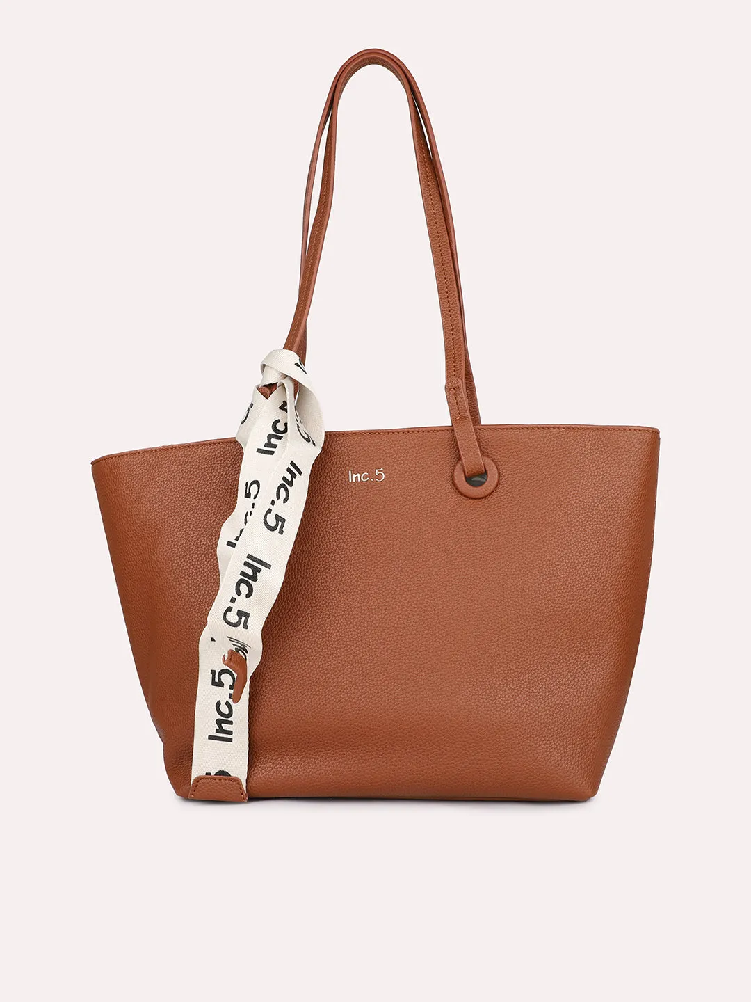 Women Brown Textured Structured Tote Bag