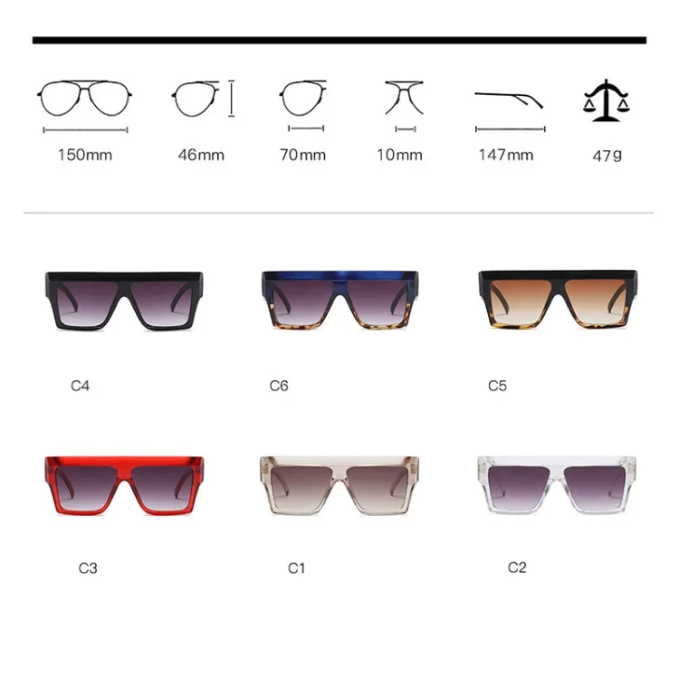 Women Oversized Square Frame Sunglasses Gradient Shades Sun Glasses(C1)