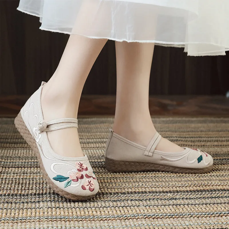 Women's Traditional Embroidered Female Han Costume Canvas Shoes