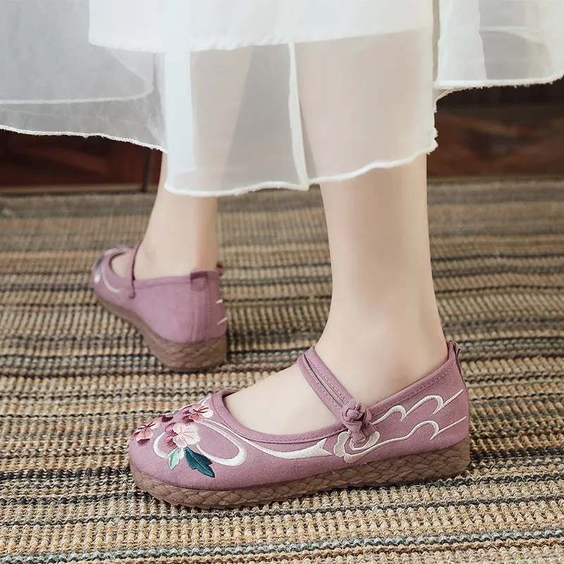 Women's Traditional Embroidered Female Han Costume Canvas Shoes