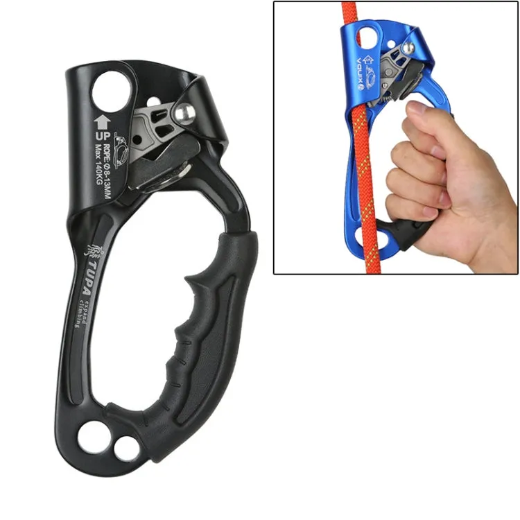 XINDA TP-8606 Outdoor Rock Climbing Aerial Work Anti-fall Handheld Rope Gripper for 8-12mm Diameter Rope Right(Black)