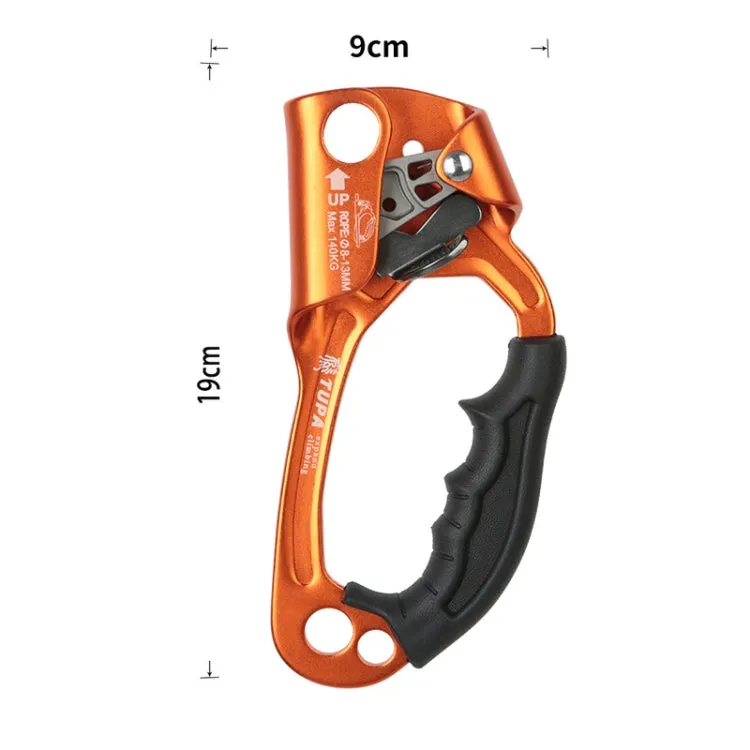 XINDA TP-8606 Outdoor Rock Climbing Aerial Work Anti-fall Handheld Rope Gripper for 8-12mm Diameter Rope Right(Orange)